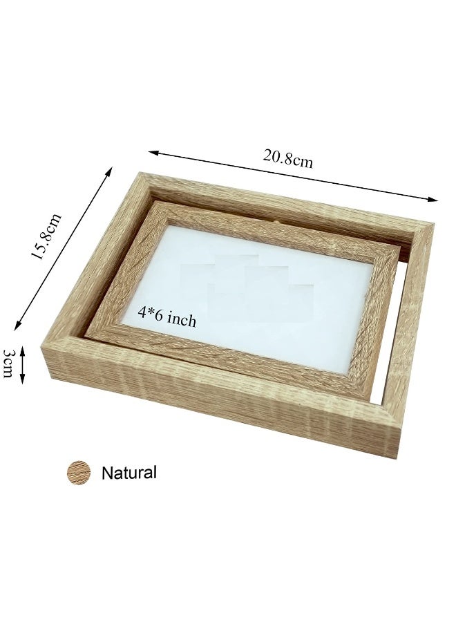 Decorhills Wooden Photo Frame 6x4 Inch Double Sided Rotational Picture Frame with Glass Window | Thick Stand Desk Table Display 15.8x20.8x3cm Natural - Image 4